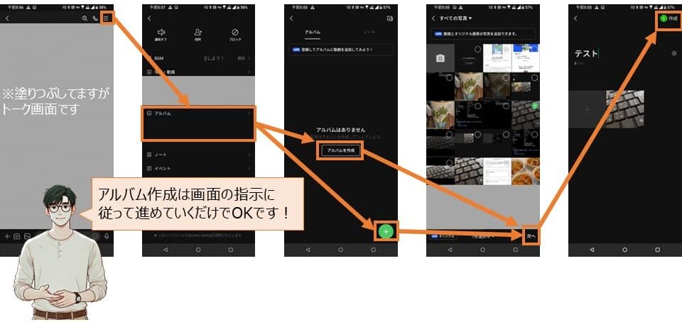 LINEアルバムのアルバム作成手順